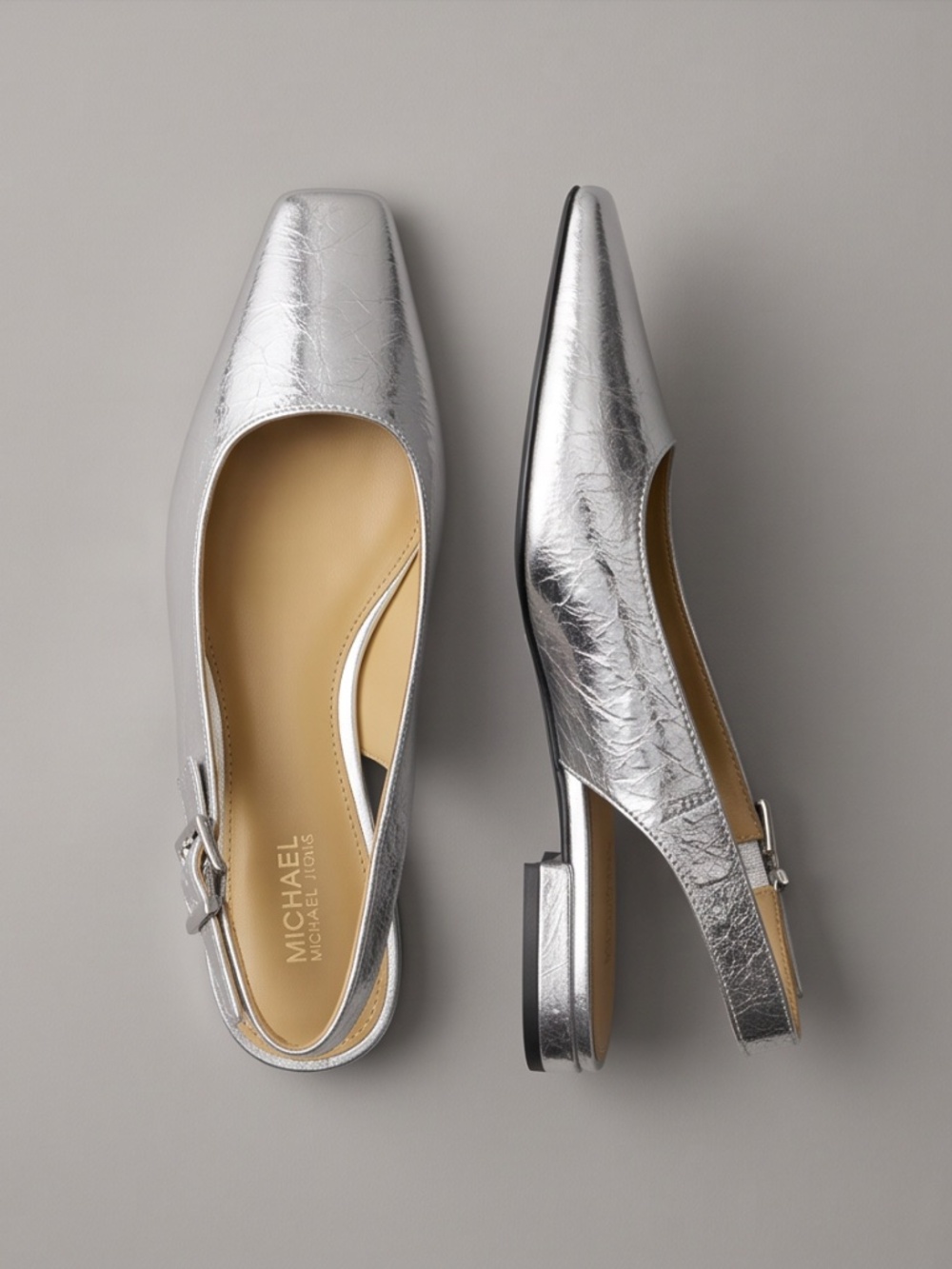 Michael Kors Flat Silver Slingback Shoes